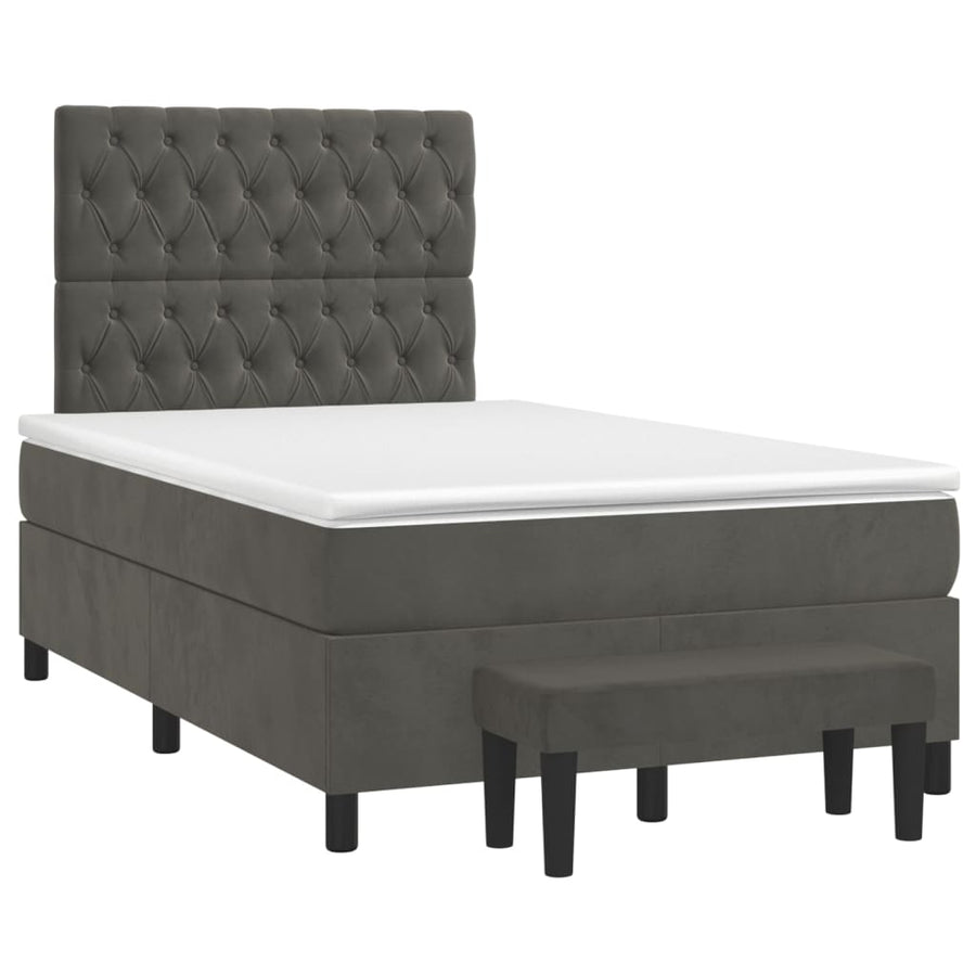 Boxspring Met Matras Fluweel Donkergrijs 120 x 200 cm Getuft ontwerp