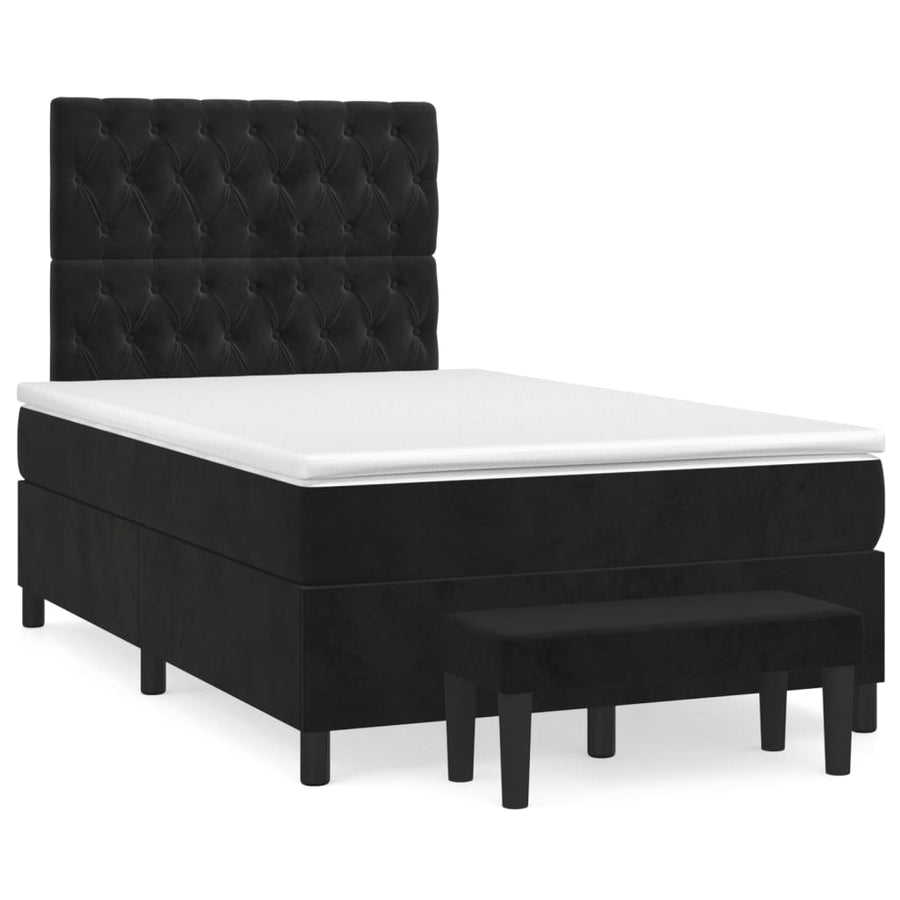 Boxspring Met Matras Fluweel Zwart 120 x 200 cm Getuft ontwerp