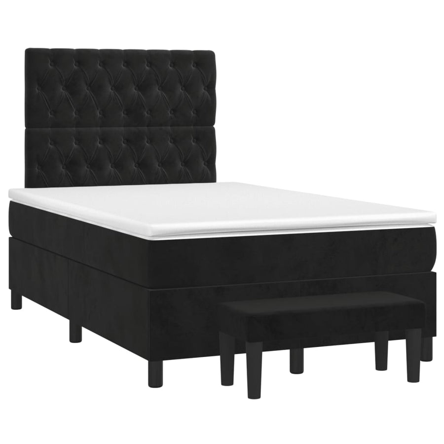 Boxspring Met Matras Fluweel Zwart 120 x 200 cm Getuft ontwerp