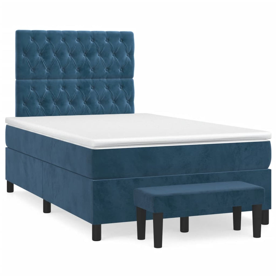 Boxspring Met Matras Fluweel Donkerblauw 120 x 200 cm Getuft ontwerp