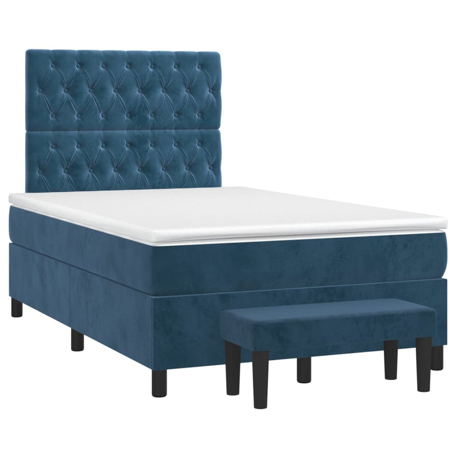 Boxspring Met Matras Fluweel Donkerblauw 120 x 200 cm Getuft ontwerp