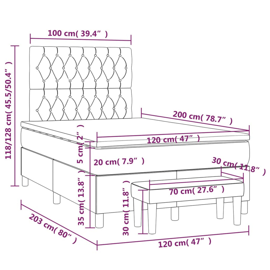Boxspring Met Matras Fluweel Roze 120 x 200 cm Getuft ontwerp
