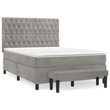Boxspring Met Matras Fluweel Lichtgrijs 140 x 190 cm Getuft ontwerp