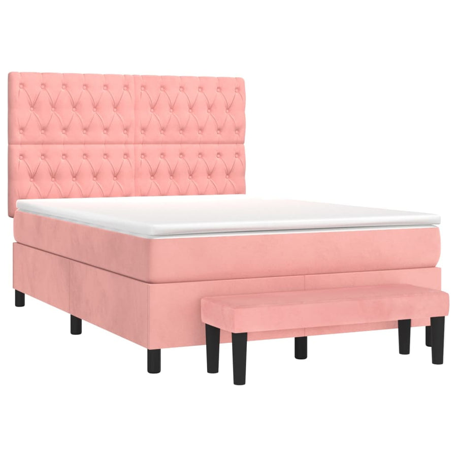 Boxspring Met Matras Fluweel 140 x 190 cm