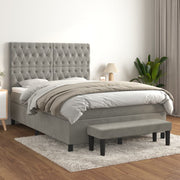 Boxspring met matras 140x200 cm lichtgrijs fluweel