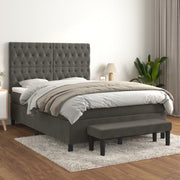 Boxspring met matras 140x200 cm donkergrijs fluweel