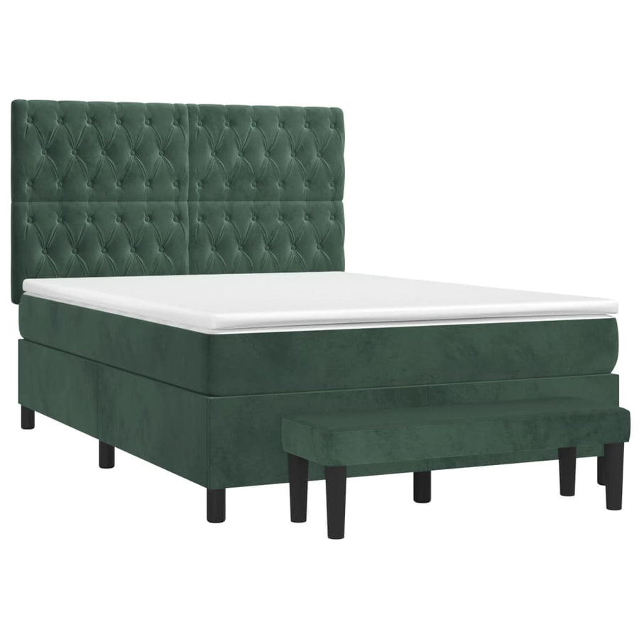 Boxspring Met Matras Fluweel Donkergroen 140X200 Cm