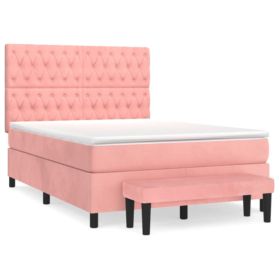 Boxspring Met Matras Fluweel 140 x 200 cm