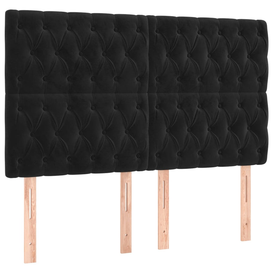 Boxspring Met Matras Fluweel Zwart 160X200 Cm Zwart 160 x 200 cm Getuft ontwerp