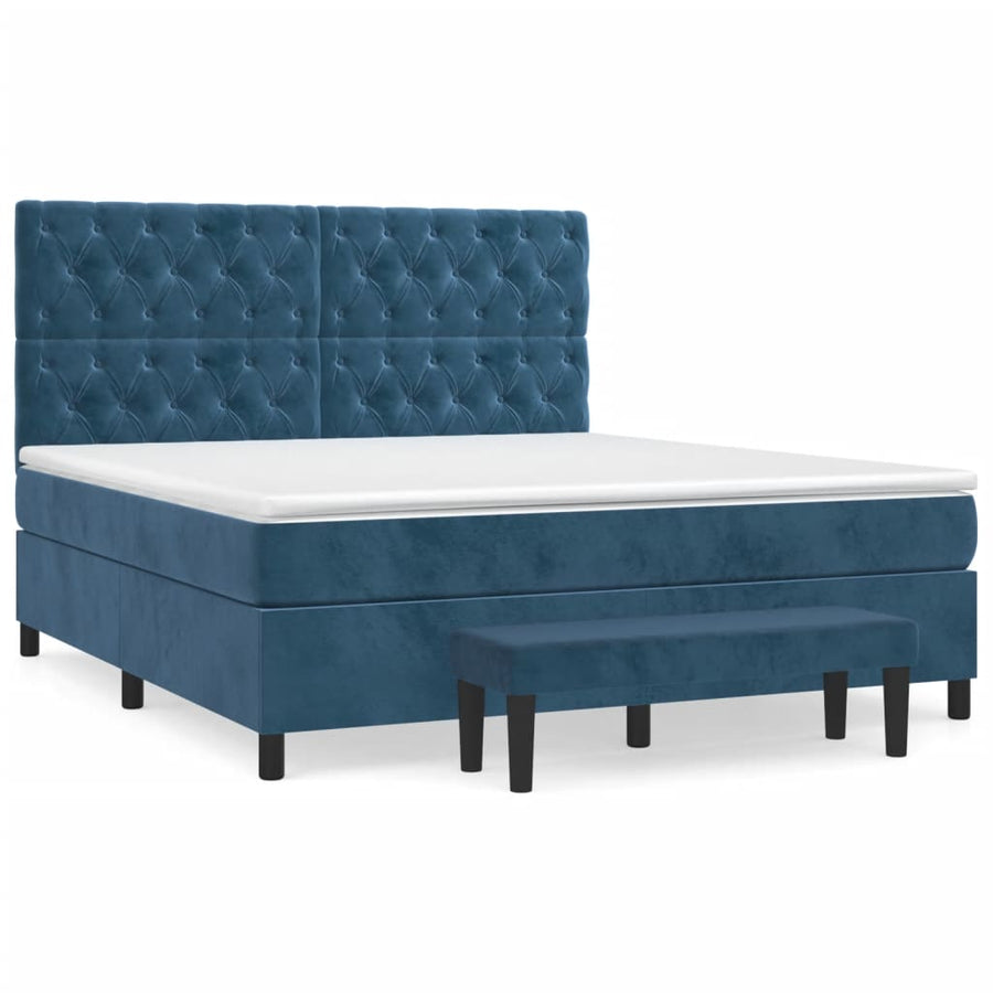 Boxspring Met Matras Fluweel Donkerblauw 160 x 200 cm Getuft ontwerp