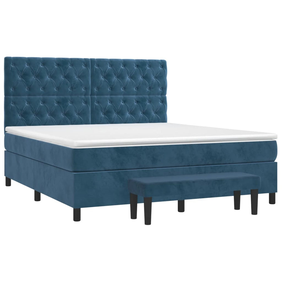 Boxspring Met Matras Fluweel Donkerblauw 160 x 200 cm Getuft ontwerp