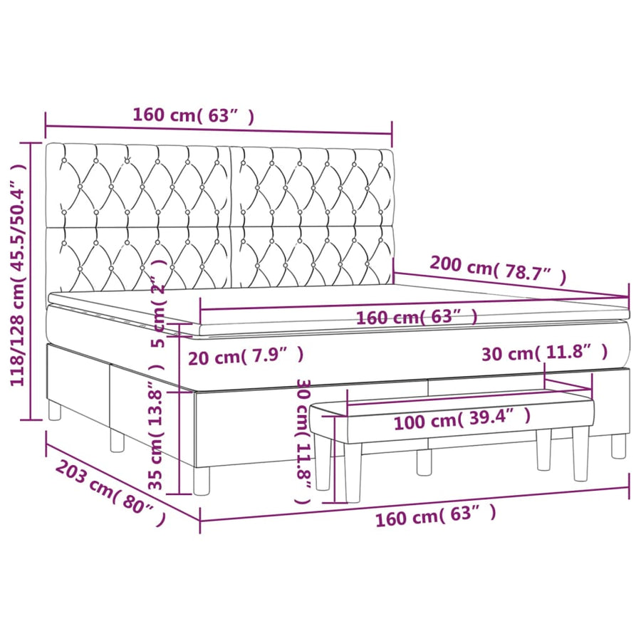 Boxspring Met Matras Fluweel Donkerblauw 160 x 200 cm Getuft ontwerp
