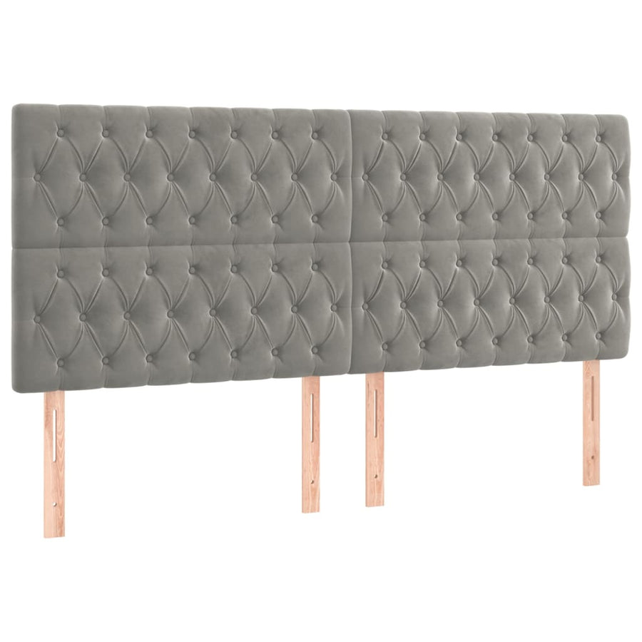 Boxspring Met Matras Fluweel Lichtgrijs 180 x 200 cm Getuft ontwerp