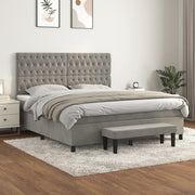 Boxspring 180x200 cm fluweel lichtgrijs