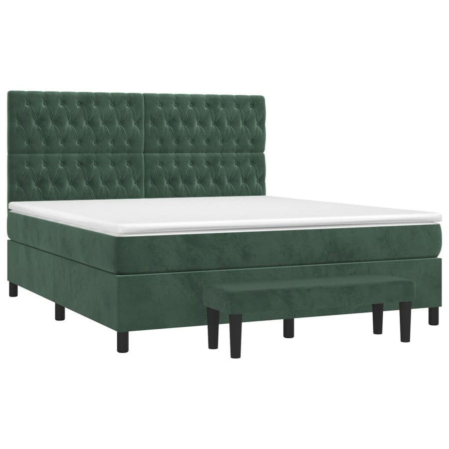 Boxspring Met Matras Fluweel Donkergroen 180 x 200 cm Getuft ontwerp