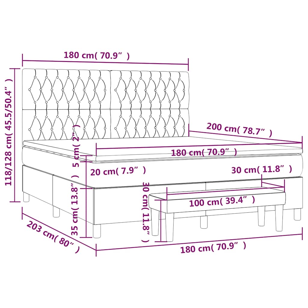 Boxspring met matras fluweel donkerblauw 180x200 cm