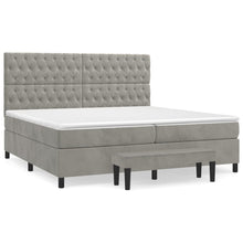 Boxspring Met Matras Fluweel Lichtgrijs 200 x 200 cm Getuft ontwerp