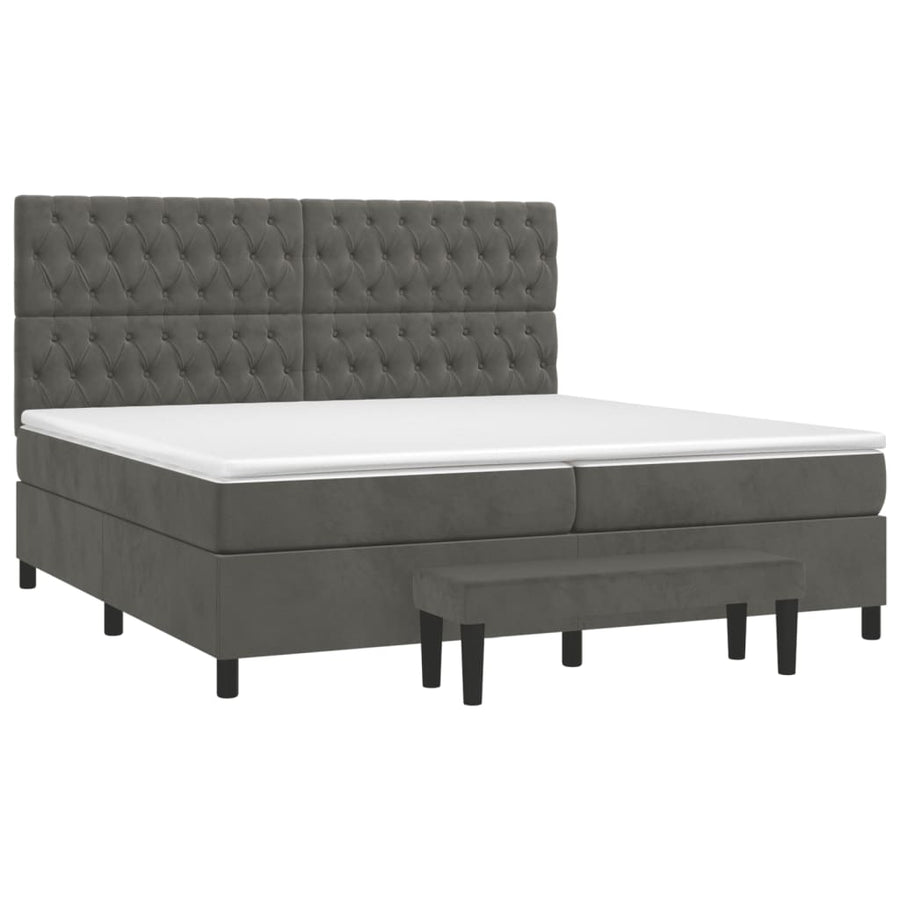 Boxspring Met Matras Fluweel Donkergrijs 200 x 200 cm Getuft ontwerp