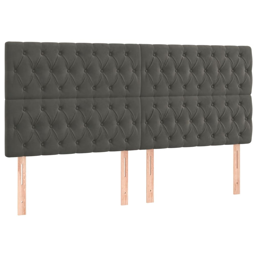 Boxspring Met Matras Fluweel Donkergrijs 200 x 200 cm Getuft ontwerp