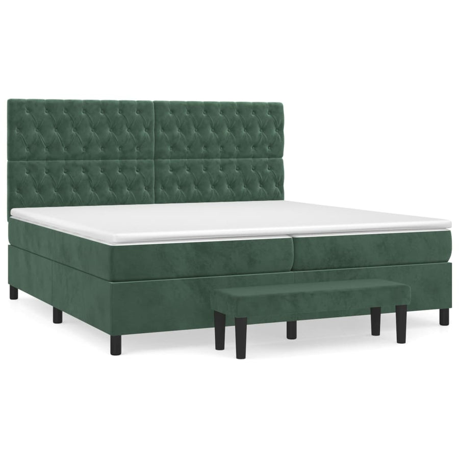 Boxspring Met Matras Fluweel Donkergroen 200 x 200 cm Getuft ontwerp