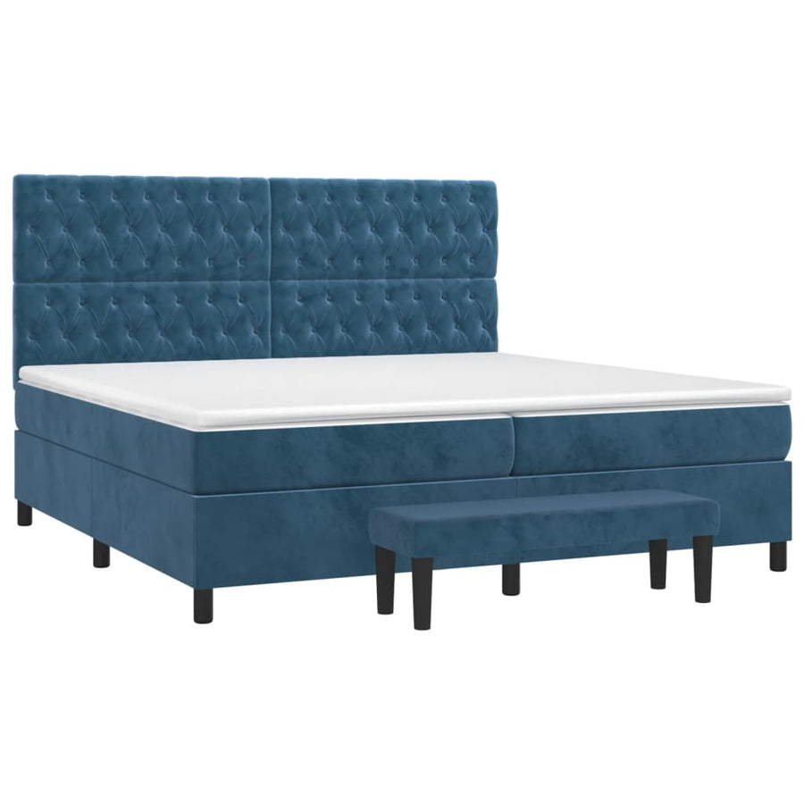 Boxspring Met Matras Fluweel Donkerblauw 200 x 200 cm Getuft ontwerp