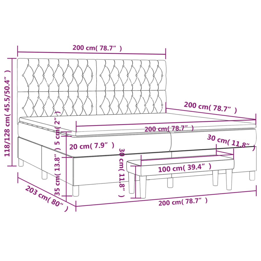 Boxspring Met Matras Fluweel 200 x 200 cm