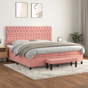 Boxspring met matras 200x200 cm roze fluweel