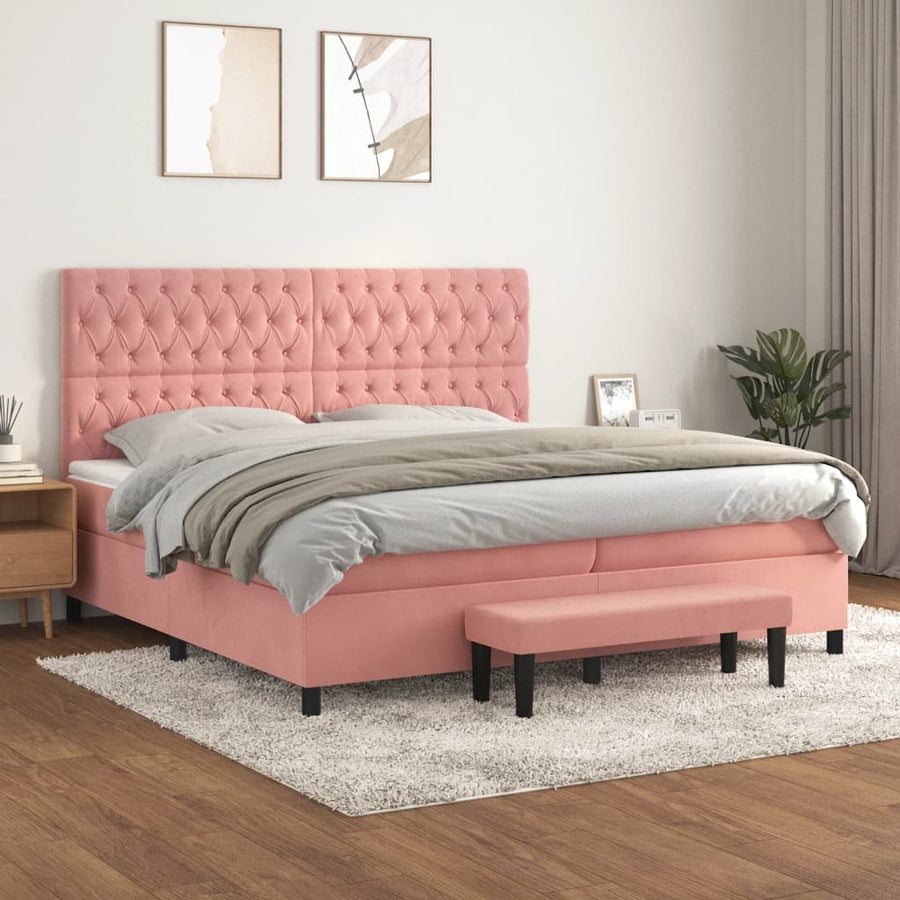 Boxspring Met Matras Fluweel 200 x 200 cm