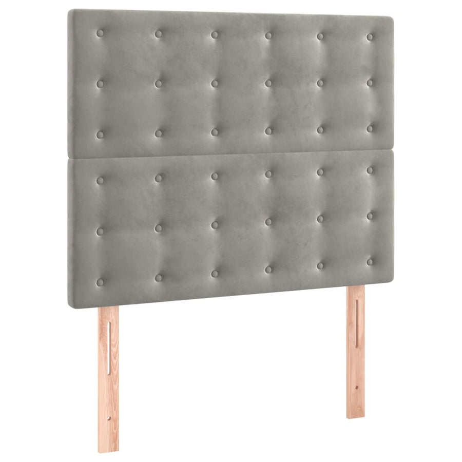 Boxspring Met Matras Fluweel Lichtgrijs 80 x 200 cm Knopen