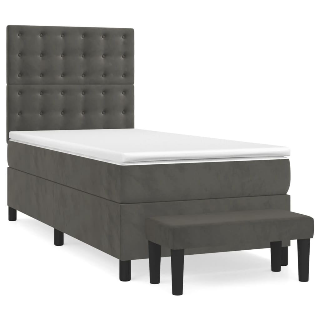 Boxspring Met Matras Fluweel Donkergrijs 80 x 200 cm Knopen