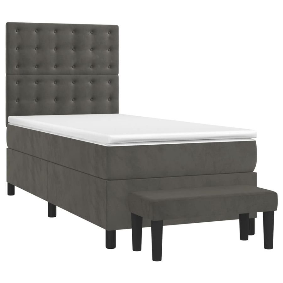 Boxspring Met Matras Fluweel Donkergrijs 80 x 200 cm Knopen