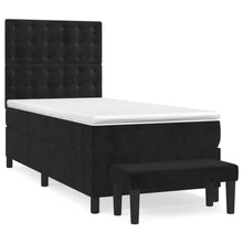 Boxspring Met Matras Fluweel Zwart 80 x 200 cm Knopen