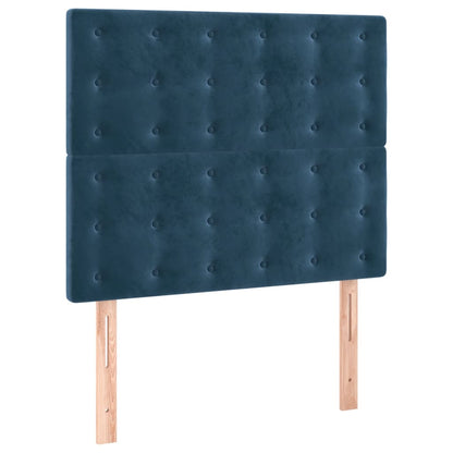 Boxspring Met Matras Fluweel Donkerblauw 80 x 200 cm Knopen