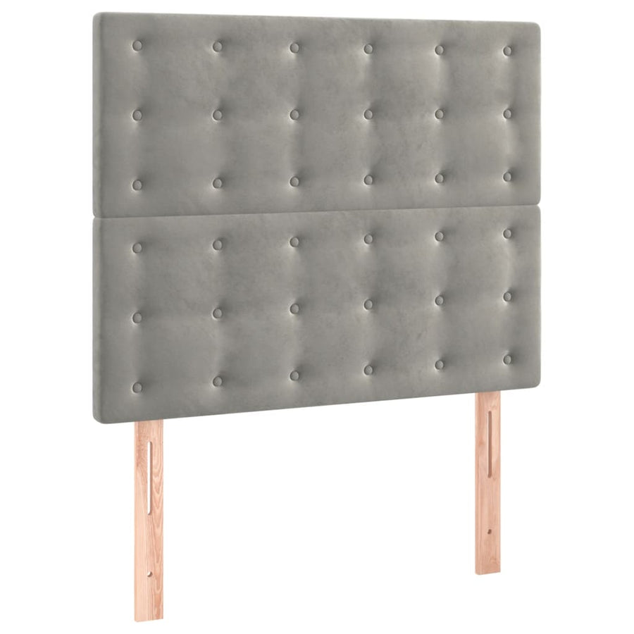 Boxspring Met Matras Fluweel Lichtgrijs 90 x 190 cm Knopen