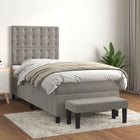 Boxspring 90x190 cm lichtgrijs fluweel met matras