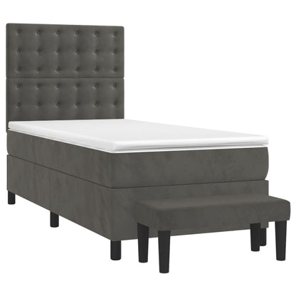 Boxspring Met Matras Fluweel Donkergrijs 90 x 190 cm Knopen