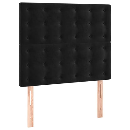 Boxspring Met Matras Fluweel Zwart 90X190 Cm 90 x 190 cm Knopen