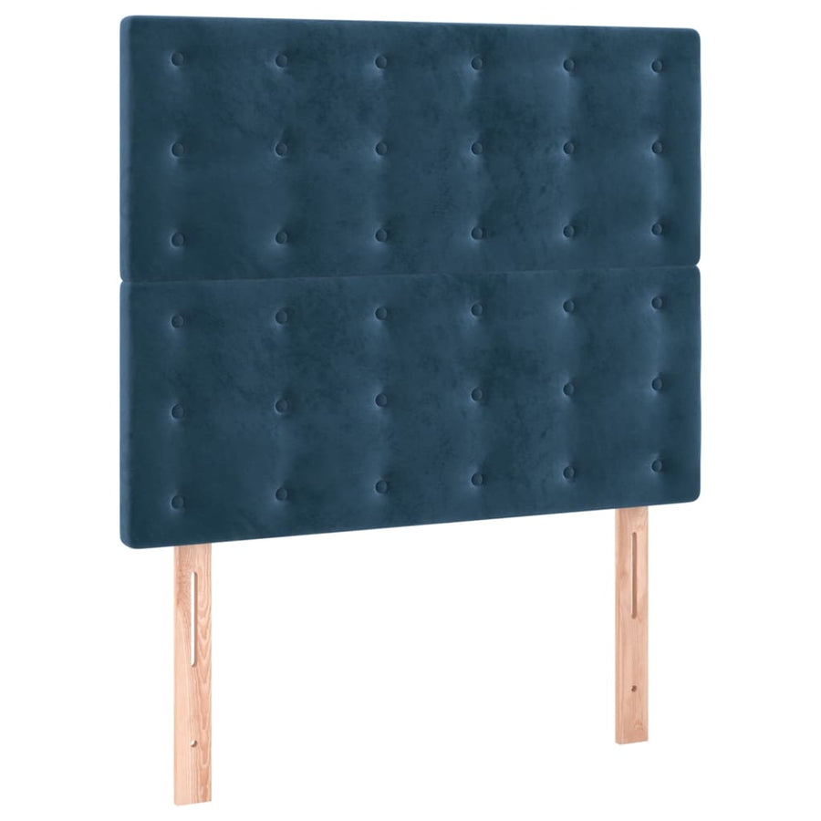 Boxspring Met Matras Fluweel Donkerblauw 90X190 Cm 90 x 190 cm Knopen