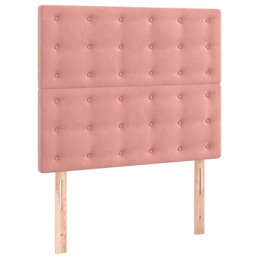 Boxspring Met Matras Fluweel Roze 90X190 Cm 90 x 190 cm Knopen