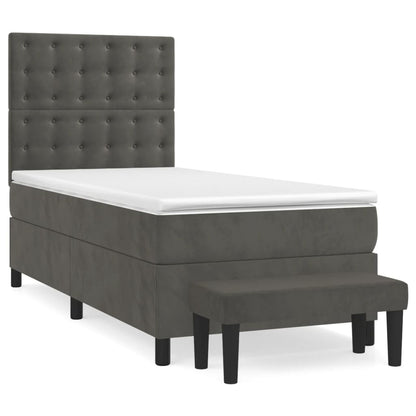 Boxspring Met Matras Fluweel Donkergrijs 90 x 200 cm Knopen