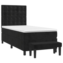 Boxspring Met Matras Fluweel Zwart 90X200 Cm 90 x 200 cm Knopen