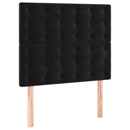 Boxspring Met Matras Fluweel Zwart 90X200 Cm 90 x 200 cm Knopen