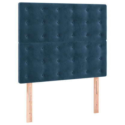 Boxspring Met Matras Fluweel Donkerblauw 90X200 Cm 90 x 200 cm Knopen