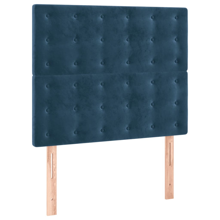 Boxspring Met Matras Fluweel Donkerblauw 90X200 Cm 90 x 200 cm Knopen