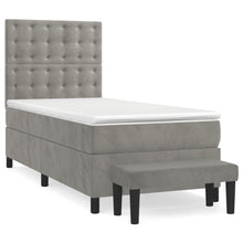Boxspring Met Matras Fluweel Lichtgrijs 100 x 200 cm Knopen