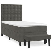 Boxspring Met Matras Fluweel Donkergrijs 100 x 200 cm Knopen