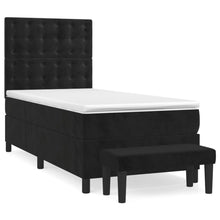 Boxspring Met Matras Fluweel Zwart 100 x 200 cm Knopen