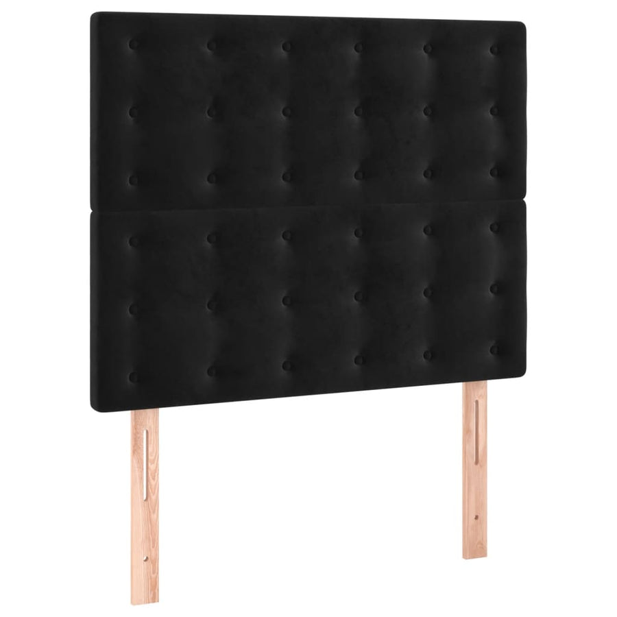 Boxspring Met Matras Fluweel Zwart 100 x 200 cm Knopen