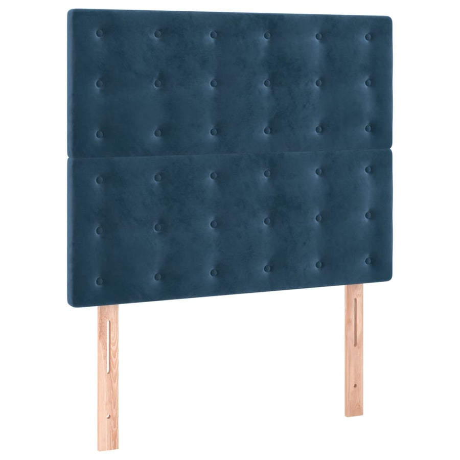 Boxspring Met Matras Fluweel Donkerblauw 100 x 200 cm Knopen