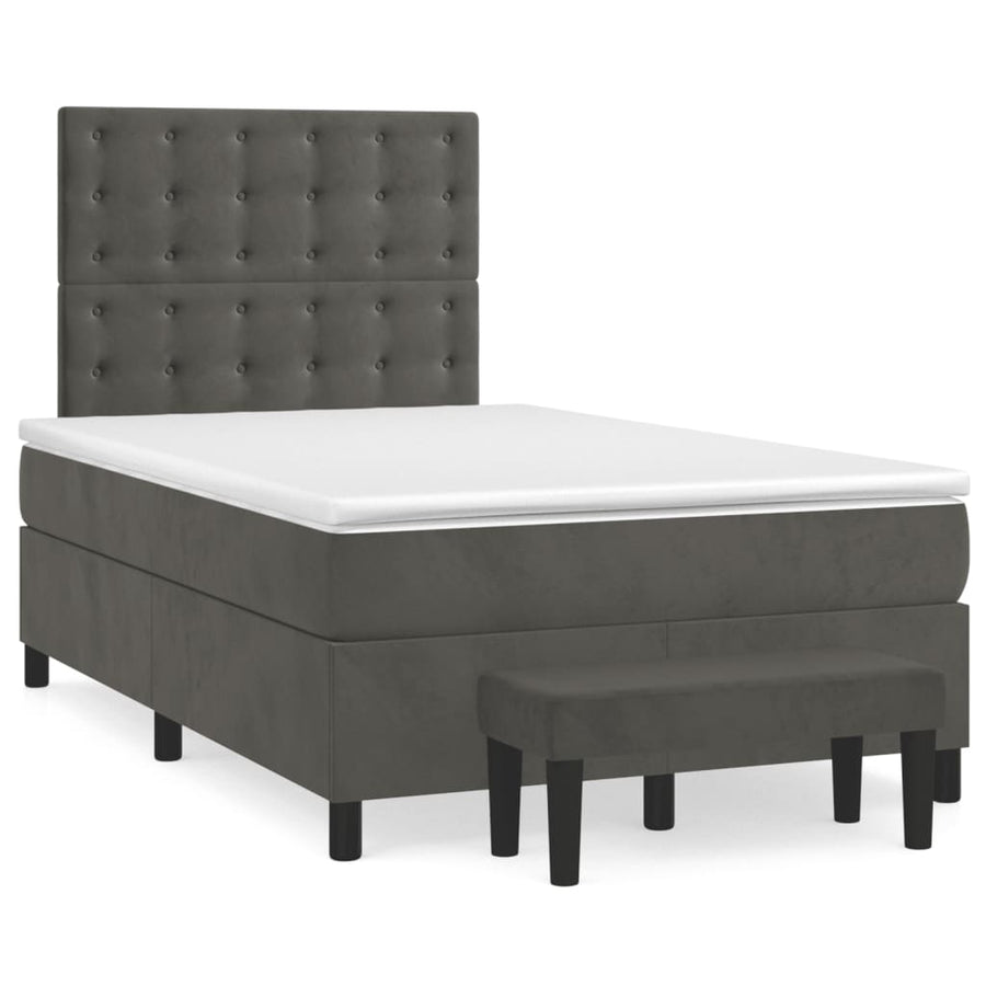 Boxspring Met Matras Fluweel Donkergrijs 120 x 200 cm Knopen